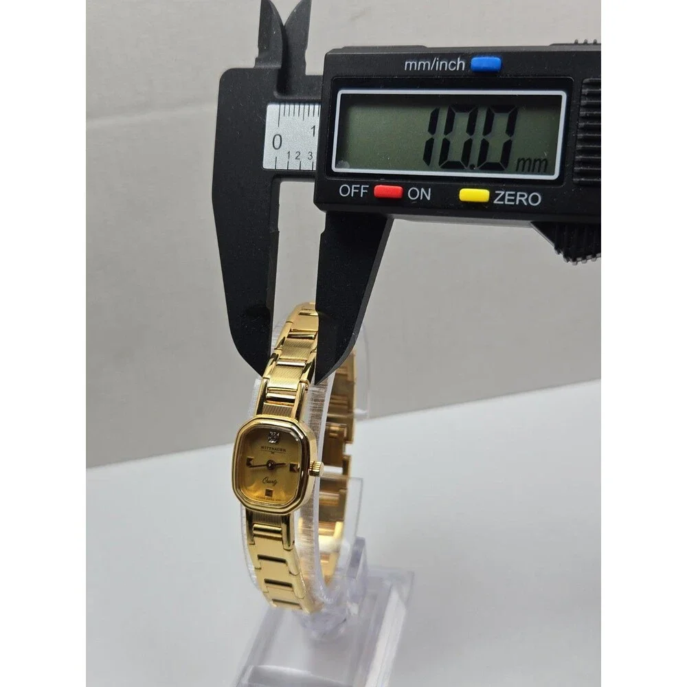 Vintage Wittnauer Womens Gold Tone Diamond Swiss Quartz Dress Watch New Battery